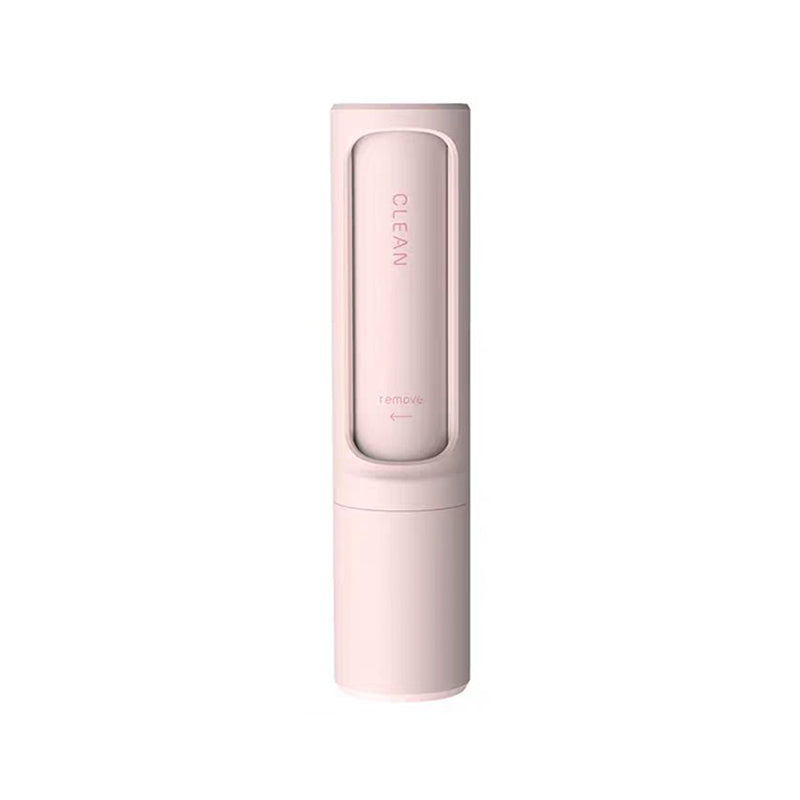 Pink 2-in-1 reusable lint brush for pet hair, front view on a white background