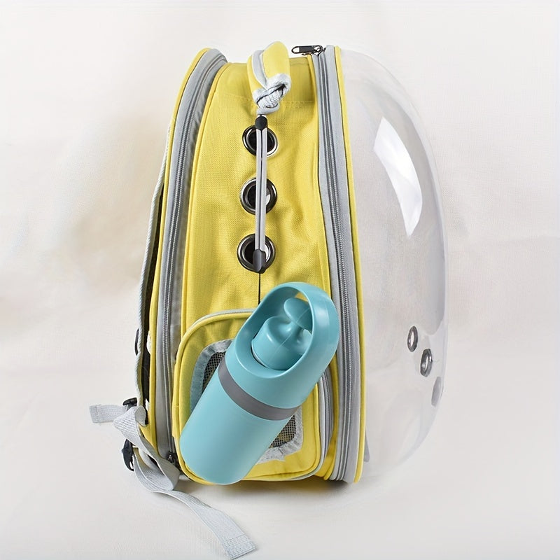 Compact pooper scooper with bag dispenser attached to a pet carrier backpack