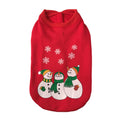 Red Christmas pet sweatshirt with three snowmen print, Three Snowmen style