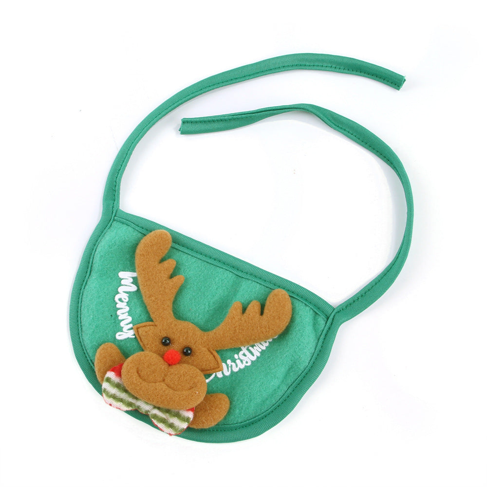Green reindeer pet bib with Merry Christmas lettering