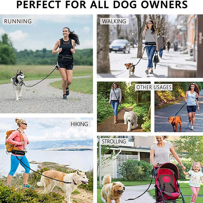 Hands free dog leash used for running, walking, hiking and strolling